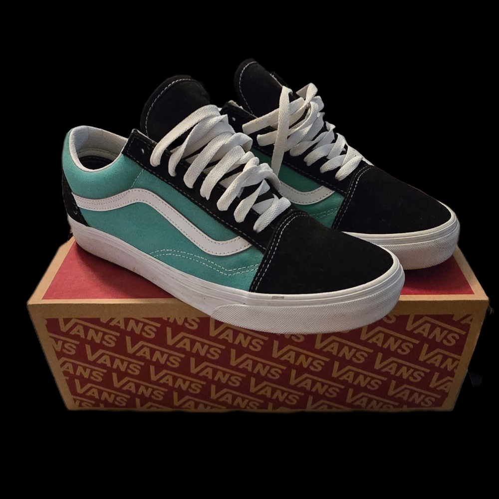 Vans Black and Teal Classic Sneakers